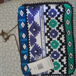 Steve Madden Blue and Green Patterned Clutch